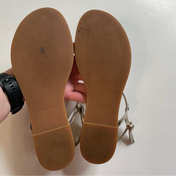 Cole Haan Gold Silver Two Tone Thong Sandal - Picture 7 of 8